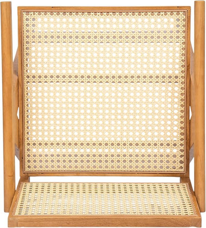 Modern Dining Chairs,Sturdy Rubberwood Frame with Woven Cane Backrest,Set of 2,Stylish Simple Natural Design,Applicable To Front Porch,Outdoor Lounge,Kitchen Island Bar Stools,Versatile Use,Natural-Wo