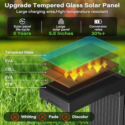 COXSENI Solar Pathway Lights Outdoor 4Pack, 2 Color in 1 Motion Sensor Walkway Lights 400LM with Warm/Cool White, 12H Lasting, IP65 Waterproof Solar Powered Landscape Lighting for Garden, Yard