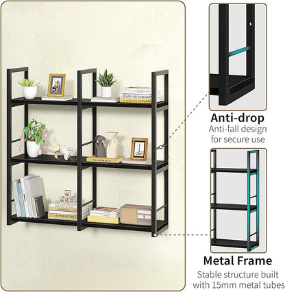 Wall Shelves, 31.5 Inch Floating Shelves for Books and Home Decor, Large Wood Wall Mounted Shelves for Office Bedroom Laundry Bathroom Corner, Black