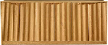 Ball & Cast 67" Modern Fluted Sideboard Buffet Cabinet with Storage,Curved Design Kitchen Coffee Bar Cabinet with 6 Doors & Shelves,Wood Credenza Cabinets Media Console for Living Room,Natural