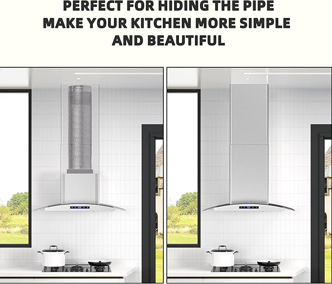 Range Hood Extension Chimney FGS-TG26S-ZST, Stainless Steel Wall Mount Chimney Extension for FIREGAS Glass Wall Mount Range Hood FGS-USG26G75CC