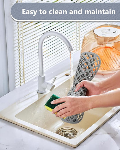 2 Pack Silicone Sink Protector for Kitchen Sink, Trellis Pattern 12 x 11" Sink Grid Mat Silicone Protectors, Center Drain, Gray