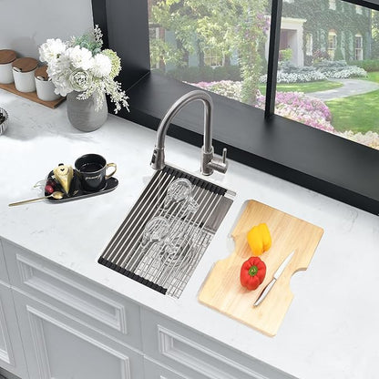 13 Inch Bar Sink Undermount Workstation,13x18 Undermount Bar Sink Small Bar Sinks 18 Gauge Stainless Steel Single Bowl Kitchen Sinks with Cutting Board