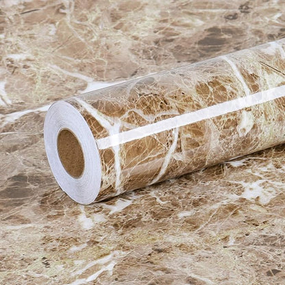VEELIKE 15.7''x708'' Brown Marble Contact Paper for Countertops Waterproof Wallpaper Decorative Roll for Counter Top Covers Cabinets Kitchen Furniture Wall Self Adhesive Peel and Stick Removable