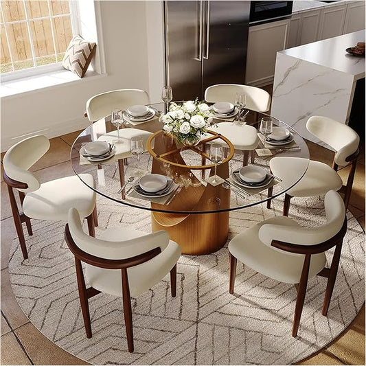 60" inch Round Tempered Glass Table Top - 1/4 inch Thickness & Flat Polished Edge - Clear Surface & Scratch Resistant - Ideal for Dining Room, Kitchen, Side, Office, Patio & Round Coffee Tables