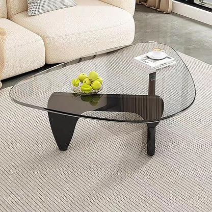 Mid Century Modern Glass Coffee Table, Coffee Table for Living Room, Noguchi Coffee Tables,Suitable for Bedroom Living Room Reception Office Tables (Black/Transparent, ML)