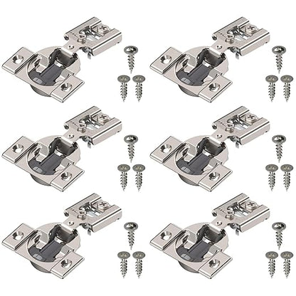 Blum Compact BLUMOTION Hinge (3 Kits), 1/2" Overlay, 105° Opening Angle, Steel, Integrated Soft-Close Hinges for Face Frame Cabinets