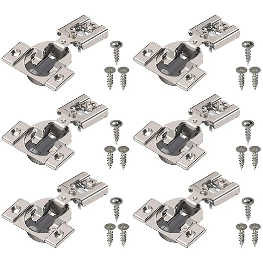 Blum Compact BLUMOTION Hinge (3 Kits), 1/2" Overlay, 105° Opening Angle, Steel, Integrated Soft-Close Hinges for Face Frame Cabinets