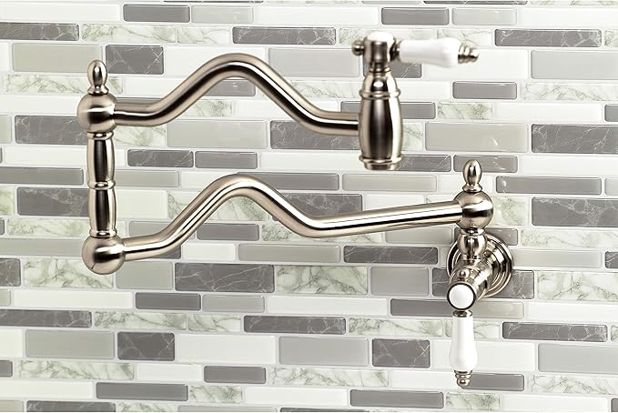 Kingston Brass KS2108BPL Bel Air Wall Mount Pot Filler, Brushed Nickel