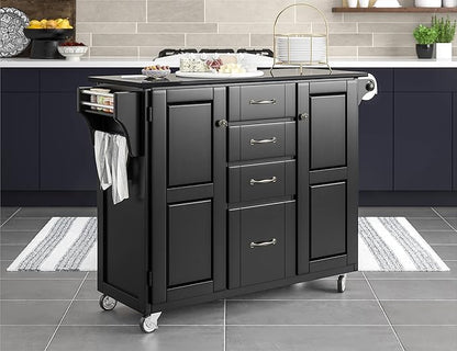 Create-a-Cart Black 2 Door Kitchen Cart with Black Granite Top by Home Styles