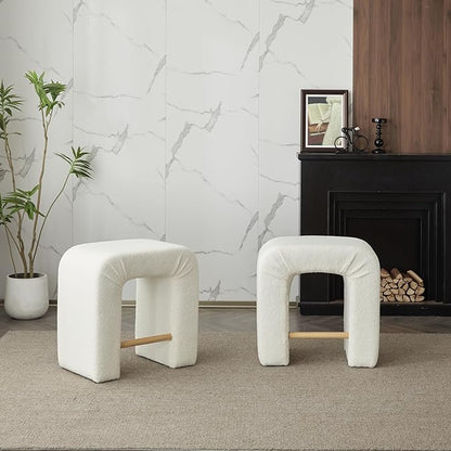 24'' Boucle Stool Set of 2,Dining Chairs for Home Kitchen Island,White