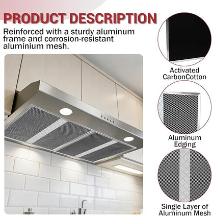 2 Pack HPF30 Range Hood Non-Duct Charcoal Filters Kit, Premium Replacement for Broan HPF30, S97020466 & Mantra/Osmos/Glacier XC Series Ductless Range Hoods, High-Efficiency Activated Carbon Filtration