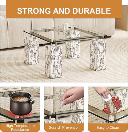24"x24" Square Tempered Glass Table Top 1/4" Thick Flat Polish Eased Corners Side Table Replacement Clear Glass Tables Top for Living Room Patio Table Tops