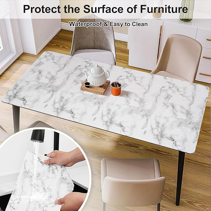Drawer and Shelf Liner for Kitchen Cabinet,Non-Adhesive Cabinet Liner 12in x 20FT,Waterproof Shelf Paper Non-Slip Mats Cupboard Liners Contact Protect Dresser/Shelves/Table-Marble