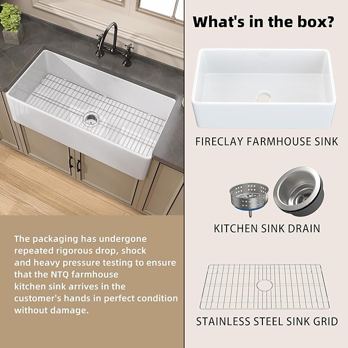 Farmhouse Sink 30 inch Undermount Fireclay Farm Kitchen Sink Single Bowl Apron Front Sinks Big Deep Capacity Accessory Kit Included