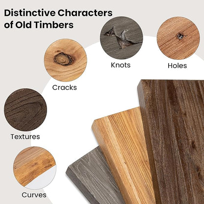 Fun Memories Floating Shelves for Wall, 55"x9.3" Rustic Solid Elm Wood Shelves, Heavy-Duty Wall Mounted Shelves with Invisible Brackets, Set of 2 for Living Room, Bedroom, Kitchen, Grey Finish