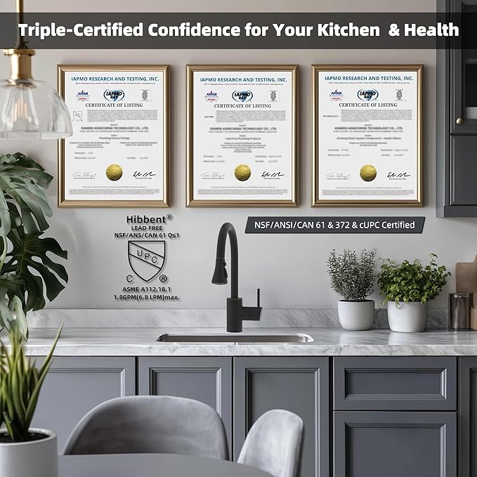Hibbent Pull Down Kitchen Faucet Head Replacement, NSF/ANSI/CAN 61 & CUPC Certified 3-Function Sink Spray Nozzle with 15 Adapters Compatible with Moen, Delta, Kohler Faucets - Oil-Rubbed Bronze