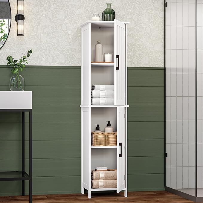 RiverRidge Monroe Cabinet with 2 Soft-Close Doors, Adjustable Shelves for Bathroom Storage - Conceal Clutter in Modern Style