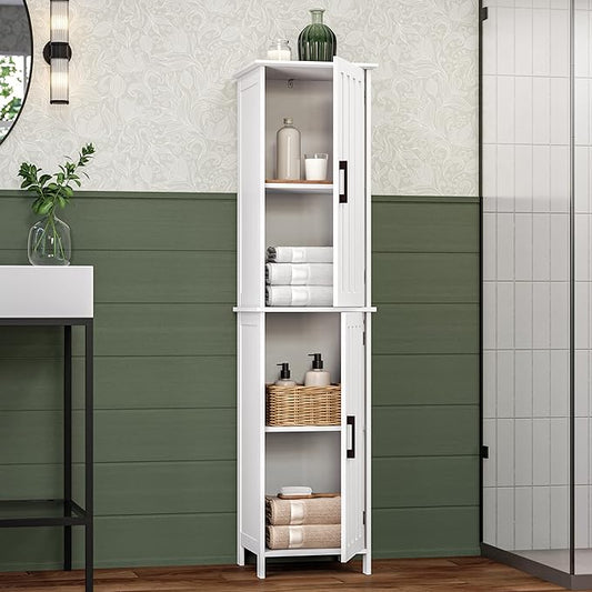 RiverRidge Monroe Cabinet with 2 Soft-Close Doors, Adjustable Shelves for Bathroom Storage - Conceal Clutter in Modern Style