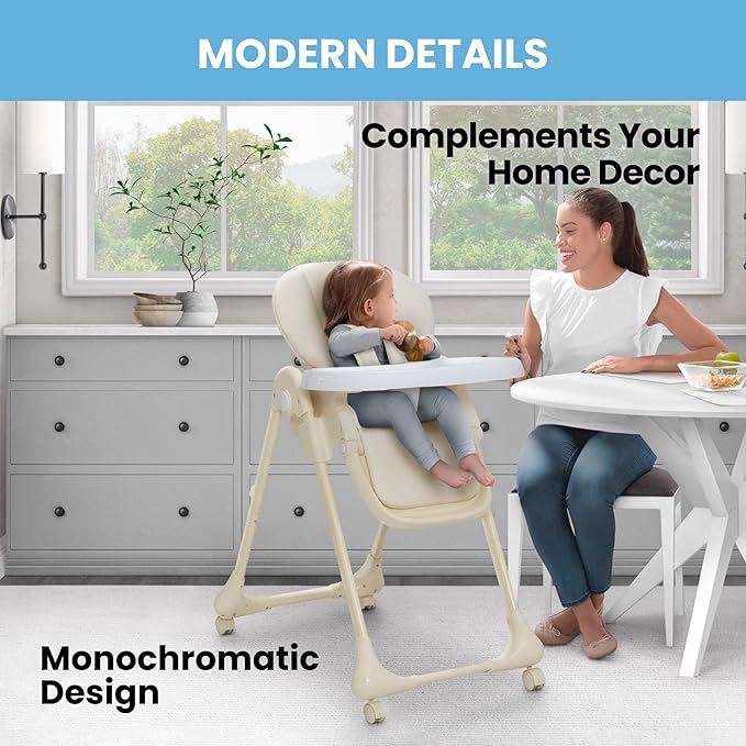 Little Folks by Delta Children 2-in-1 SlimFold High Chair for Babies and Toddlers, Cream