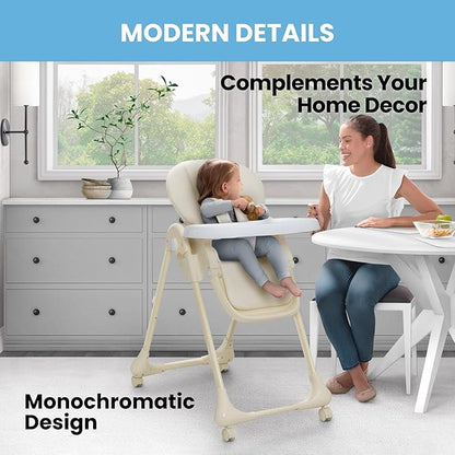 Little Folks by Delta Children 2-in-1 SlimFold High Chair for Babies and Toddlers, Cream