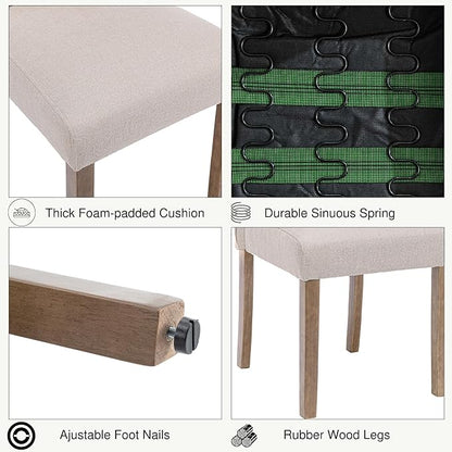 Upholstered Dining Chair Modern Stylish Parsons Kitchen Diner High Back with Silver Nailhead Trim & Wood Legs, Set of 2