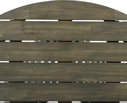 Merax Outdoor Dining Table 47.25" Round Extra-Large Acacia Wood Patio Dining Table for Backyard Lawn Balcony, Aesthetic Slat Base Design, Grey Finish