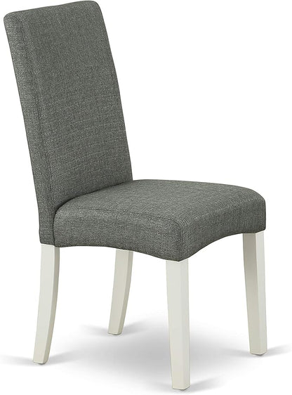 East West Furniture DRP2T07 Driscol Parson Dining Chairs - Gray Linen Fabric Padded Chairs, Set of 2, Linen White
