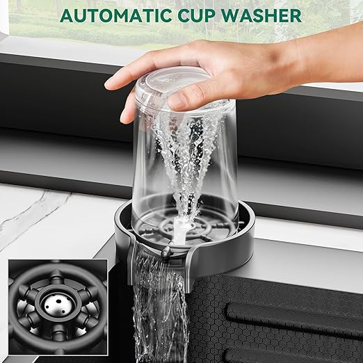 YITAHOME Drop In Kitchen Sink Workstation 30 Inch, Top mount Stainless Steel Nano Gunmetal Black Sink w/Glass Rinser, Cutting Board, Handmade Single Bowl Sink with Accessories 30 x 18 x 10in