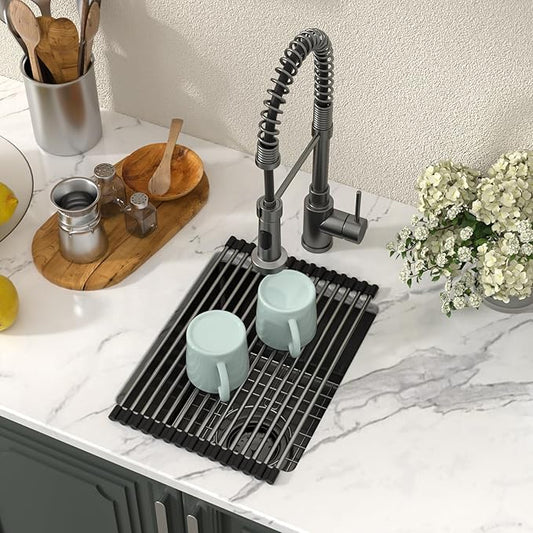 Lordear Black Undermount Bar Sink 13 x15 x 9 Inch Bar Prep Sinks Gunmetal Black Stainless Steel Handmade Kitchen Sink Basin