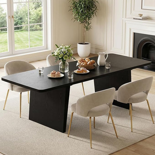 Casaphoria 79" Rectangular Dining Table for 6-8 People, Modern Farmhouse Style with 8-Leg Design for Kitchen, Living Room & Dining Room, Black
