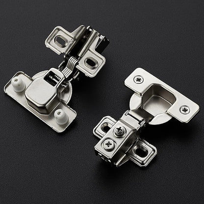 Ravinte 6 Pack 3 Pairs 5/8 Inch Overlay Brushed Nickel Short Arm Kitchen Cabinet Hinges,Soft Close 105 Degree Concealed Hinges with Screwdriver and Mounting Screws Used for Face Frame Door