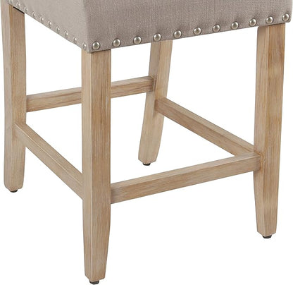Homepop Home Decor | Backless Nailhead Trim Counter Height Bar Stools | 24 Inch Bar Stools | Decorative Home Furniture (Light Gray