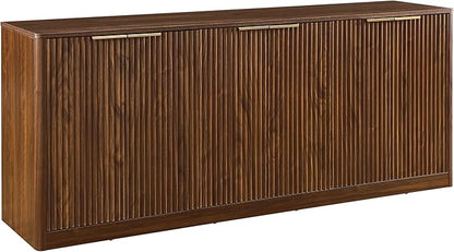 Ball & Cast 67" Modern Fluted Sideboard Buffet Cabinet with Storage,Curved Design Kitchen Coffee Bar Cabinet with 6 Doors & Shelves,Wood Credenza Cabinets Media Console for Living Room,Walnut