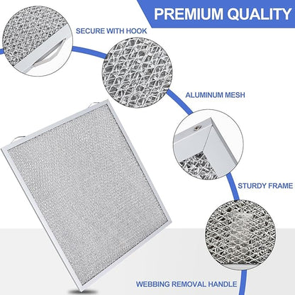 S99010430-002 Range Hood Filter 15-3/4" x 13-7/8" x 3/8", 2 Pack Aluminum Mesh Grease Range Hood Filter Compatible with Broan Nutone Kitchen Exhaust Fan Filters 4512880 99010430-002