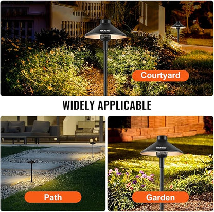 VEVOR 8 Pack Low Voltage Landscape Path Lights, 3W 210LM 12V-24VAC/DC Outdoor LED Pathway Lighting, 3000K Warm White Walkway Lights with Quick Connectors, IP66 Waterproof for Yard Garden Sidewalk