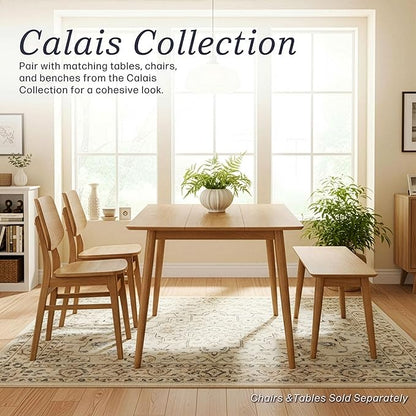 Alaterre Furniture Calais Dining – Mid Century Modern 59-Inch Rectangular Dining Table for 4 – Solid Wood Kitchen and Dining Room Table with Minimalist Design (Warm Pecan Finish)