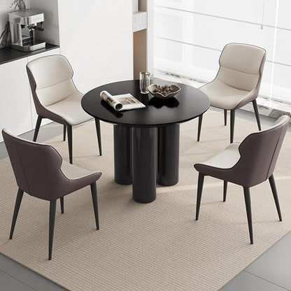 Miuuod 39.37in Round Dining Table for 4-6 People,Single Kitchen & Dining Room Table,Sofa Table with Stable Leg Base,Large Center Coffee Desk for Living Room Black