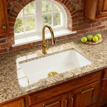 White Kitchen Sink,Granite Composite Undermount Kitchen Sink,Single Bowl Drop In Kitchen Sinks (31" X 18")