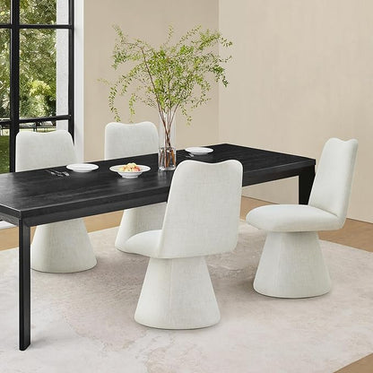 KISLOT Swivel Dining Chairs Set of 4, Modern Upholstered Dining Chair Mid Century Kitchen Chairs with High Back, 360 Degree Rotating Vanity Chair for Dining Room, Bedroom, Farmhouse, Beige