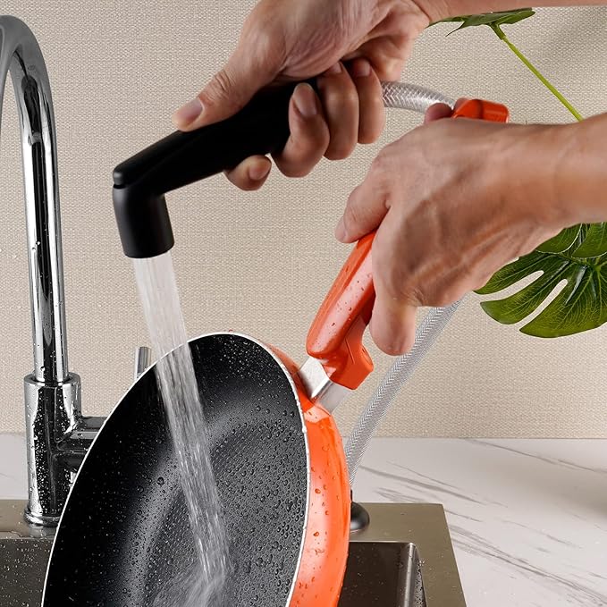Hygie Rinse Kitchen Sink Side Sprayer Head Replacement Universal Sink Spray Attachment Compatible with Delta, Moen, Kohler and Other OEM Brand, Pull Out Kitchen Sink Faucet Sprayers Head - Matteblack