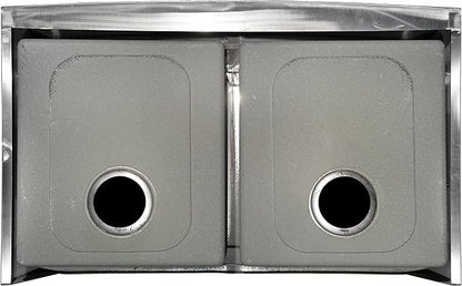 MSI 33 inch Undermount 50/50 Double Bowl Farmhouse Apron Stainless Steel Kitchen Sink and Strainer, 16 Gauge