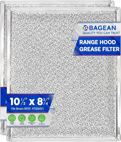 Bagean Stove Hood Vent Filter 10.5" x 8.75" 97006931 Compatible with Broan Range Hood Filter Replacement BP29 - Fit's Nutone Kitchen Exhaust Fan Filters - Blocks Grease & Filters Oven Air (2-Pack)