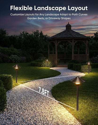 PARTPHONER Low Voltage Landscape Lighting 1-Pack, Aluminum 12V Pathway Lights with G4 Bulbs, Waterproof Oil Rubbed Bronze Color Round Shade Path Lights with Connectors for Walkway Yard Garden