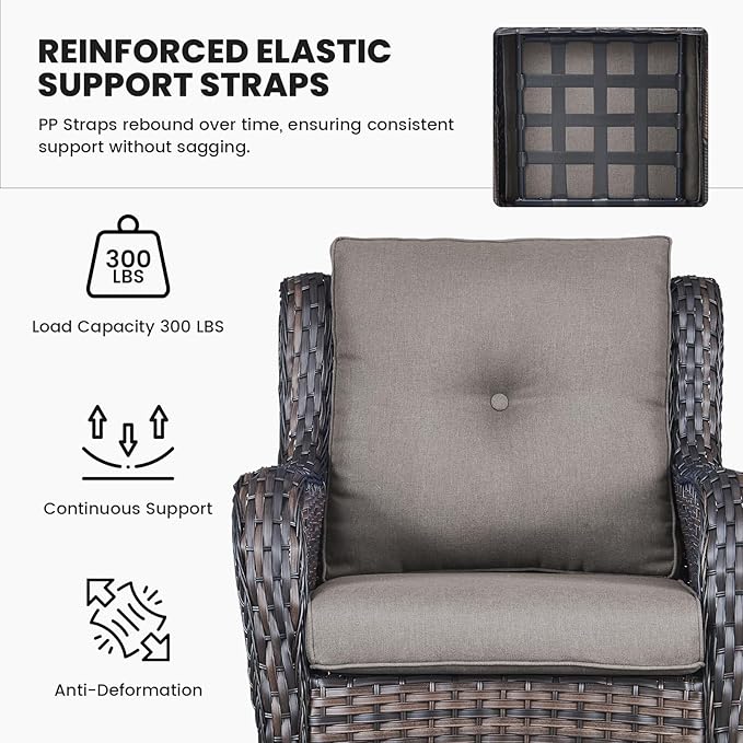 Belord Outdoor Wicker Furniture 5 Pieces Patio Furniture Sofa Set Patio Wicker Chairs with Ottomans Conversation Set for Porch Garden Deck Balcony Poolside