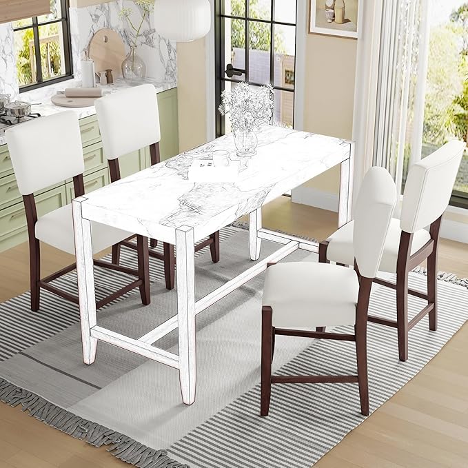 Mid Century Modern Bar Stools Set of 4, 40.4" Counter Stools with Back, Linen Upholstered Barstools Chairs for Kitchen Island Dining Room, Beige，Grey