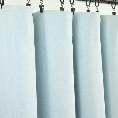 Lush Decor Linen Button Window Curtain Panel, Single, 40" W x 84" L, Blue & White - Country Curtains - Rustic Decor - Color Block Modern Farmhouse Curtains For Living Room, Bedroom & Dining Room