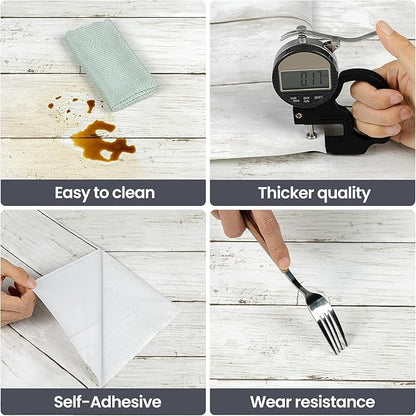 Abyssaly Peel and Stick Wallpaper 511.8"X 17.7" Thickened White Gray Wood Shiplap Contact Paper Self-Adhesive Removable Decorative Wall Covering Vintage Wood Plank Film for Home Decoration