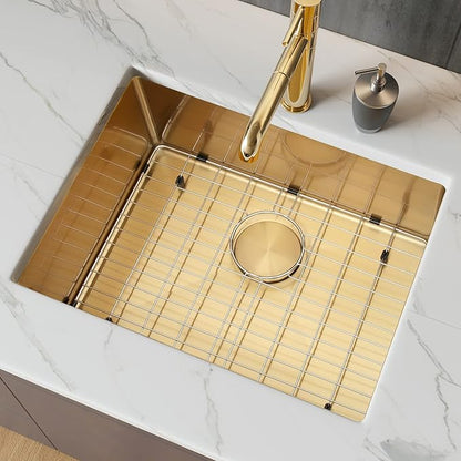 Gold Kitchen Sink,Undermount Kitchen Sink 23 X 18 inch,Single Bowl 16 Gauge Stainless Steel Undermount Sinks