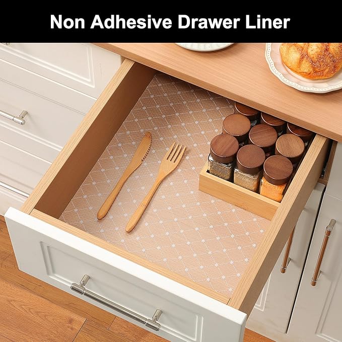 Cooyes Shelf Liner – Premium Non-Adhesive Cabinet & Drawer Liner for Kitchen – Waterproof Shelf Paper with Modern Pattern – Durable EVA Cabinet Mat – Easy to Cut （12" W x 120" L）